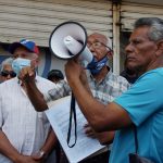 Teodomiro Aguilar encabezó la protesta de los jubilados