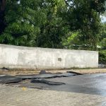 En El Castaño también parte del asfalto cedió ante las fuertes precipitaciones