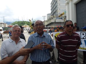 Teodomiro Aguilar, Jesús Guerra y Raúl Maldonado, voceros de la protesta.